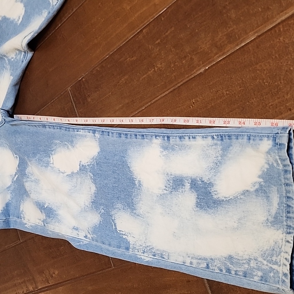 Red Berry Acid Wash High Waist Womens Cloud Denim Wide Leg Jeans Light Denim Blu - Picture 10 of 13